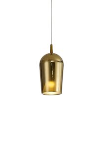 Elsa Assembly Pendant (WITHOUT PLATE) With Champagne Glass Shade, 1 Light E27, Gold Glass With Frosted Inner Cone