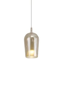 Elsa Assembly Pendant (WITHOUT PLATE) With Champagne Glass Shade, 1 Light E27, Bronze Glass With Frosted Inner Cone