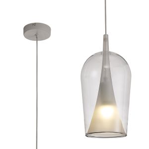Elsa 17cm Pendant With Champagne Glass Shade, 1 Light E27, Clear Glass With Frosted Inner Cone
