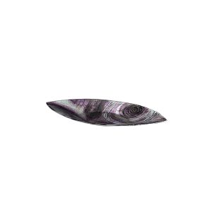 (DH) Elvira Glass Art Boat Platter Oval Small Silver/Black/Purple
