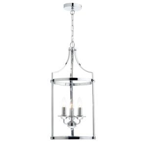 DAR ELY0350 Ely 3 Light Pendant Polished Chrome/Clear Glass Finish