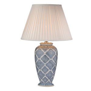 Ely 1 Light E27 Blue With White Table Lamp With Inline Switch (Base Only)