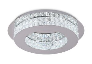 Emerson Ceiling Light, 1 x 18W LED, 4000K, 418lm, Polished Chrome/Crystal, 3yrs Warranty