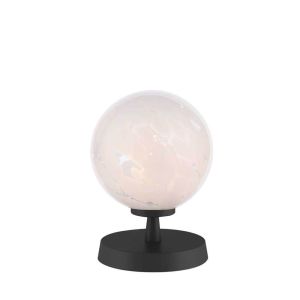 Esben 1 Light G9 Touch Table Lamp Matt Black C/W White Confetti Glass Shade