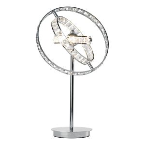 Eternity 4 Light G4 Polished Chrome 3 Ring Adjustable, Swivel Table Lamp With Inline Switch With Faceted Crystal Rings