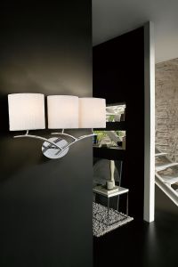 Eve Wall Lamp 3 Light E27, Polished Chrome With White Oval Shades