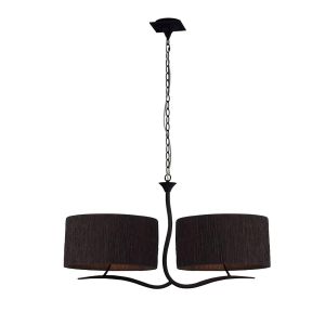 Eve Linear Pendant 2 Arm 4 Light E27, Anthracite With Black Oval Shades