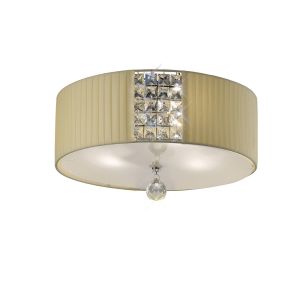 Evelyn Flush Ceiling Round With Ccrain Shade 3 Light E27 Polished Chrome/Crystal