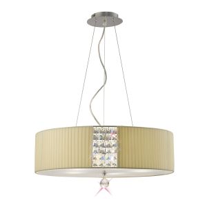 Evelyn Pendant Round With Ccrain Shade 5 Light E27 Polished Chrome/Crystal