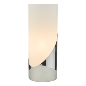 Faris 1 Light E14 Polished Chrome 3 Stage Touch Table Lamp With A Cylindrical Opal Glass Shade