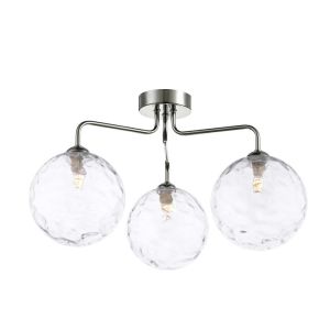 Feya 3 Light G9 Polished Chrome Semi Flush Ceiling Light C/W Clear Dimpled Glass Shades