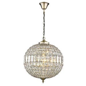 Ansel 1 Light E27 Antique Brass Adjustable Pendant