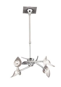 Flavia Telescopic Pendant Convertible To Semi Flush Round 4 Light G9, Polished Chrome