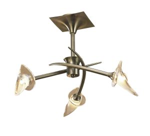 Flavia 54cm Semi Flush Round 3 Light G9, Antique Brass