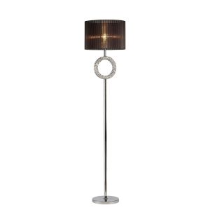 Florence Round Floor Lamp With Black Shade 1 Light E27 Polished Chrome/Crystal Item Weight: 19.07kg