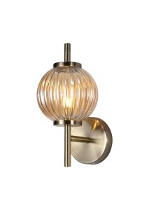 Forge Wall Lamp, 1 x G9, Antique Brass/Amber Glass