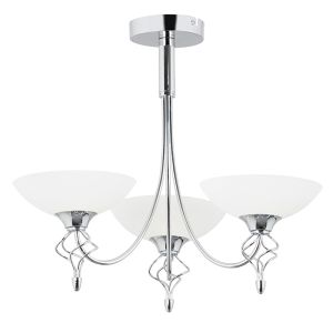 Endon FREEMAN-3CH 3 Light Ceiing Fitting In Chrome With Glass Shades 5 Light In Chrome