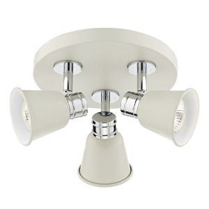 Fry 3 Light GU10 Cream With Polished Chrome Detail Adjustable Spotlight Fitting