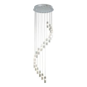 Galileo 20 Light 40W Integrated LED Polished Chrome Adjustable 3m Cluster Pendant With Crystal Glass Shades