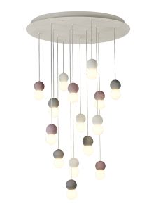 Galaxia 90cm Pendant Round, 15 Light E27, White/Grey/Red Cement, White Base & Cable, Item Weight: 22kg