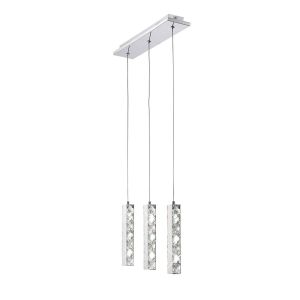 Galaxy Linear Pendant 3 Drop LED 6000K 3 X 3W Polished Chrome, Crystal