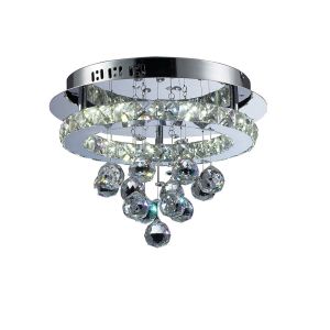 Galaxy 34cm Flush Ceiling Round 16W LED 6000K Polished Chrome/Crystal