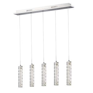 Galaxy Linear Pendant 5 Drop 15W LED 4000K Polished Chrome, Crystal