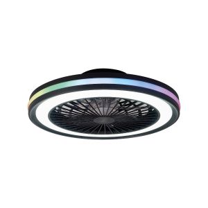 Gamer 47cm 40W LED Dimmable White/RGB Ceiling Light With Built-In 20W DC Reversible Fan, c/w Remote Control, 4200lm, Black