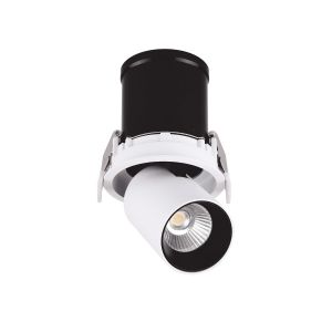 Garda Retractable Recessed Swivel Spotlight, 12W, 2700K, 1020lm, Matt White & Black, Cut Out 84mm, Driver Included, Driver Included, 3yrs Warranty