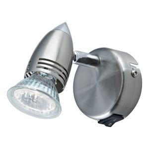 Gemini 1 Light GU10 Satin Chrome Adjustable Swivel Head Wall/Ceiling Spotlight With Rocker Switch