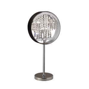 Geo Table Lamp With Black Shade 7 Light G4 Polished Chrome/Crystal, NOT LED/CFL Compatible