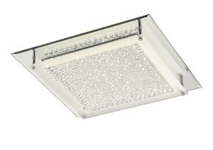 Gina Flush Ceiling, 420mm Square, 21W 1680lm LED 4000K Polished Chrome/Crystal