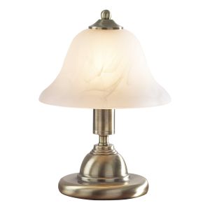 Gloucester 1 Light E14 Antique Brass 3 Stage Touch Table Lamp With Alabaster Glass Shade (Pack Of 2)