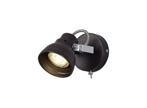 Gowan Adjustable Switched Spotlight, 1 x GU10 (Max 10W LED), Oiled Bronze/Polished Chrome