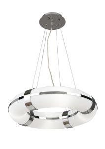 Guss 40cm Pendant Convertible To Semi Flush E27 4 Light E27 Small Round, Polished Chrome/White Acrylic, CFL Lamps INCLUDED