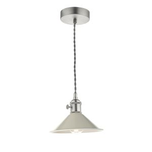 Hadano 1 Light E14 Antique Chrome Adjustable Pendant C/W Cashmere Shade