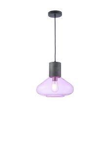 Hark Wide Pendant, 1 x E27, Pewter/Lilac Glass