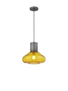 Hark Wide Pendant, 1 x E27, Pewter/Yellow Glass