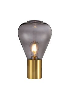 Hark Narrow Table Lamp, 1 x E27, Aged Brass/Inky Black Glass