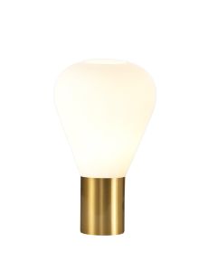 Hark Narrow Table Lamp, 1 x E27, Aged Brass/Opal Glass