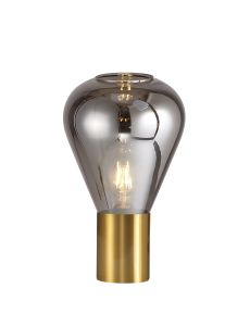 Hark Narrow Table Lamp, 1 x E27, Aged Brass/Smoke Plated Glass