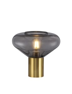 Hark Wide Table Lamp, 1 x E27, Aged Brass/Inky Black Glass