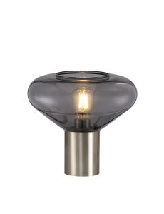 Hark Wide Table Lamp, 1 x E27, Satin Nickel/Inky Black Glass