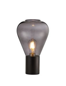 Hark Narrow Table Lamp, 1 x E27, Satin Black/Inky Black Glass