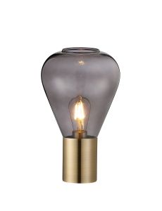 Hark Narrow Table Lamp, 1 x E27, Antique Brass/Inky Black Glass