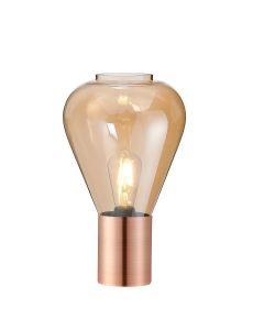 Hark Narrow Table Lamp, 1 x E27, Antique Copper/Amber Glass
