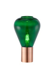 Hark Narrow Table Lamp, 1 x E27, Antique Copper/Bottle Green Glass