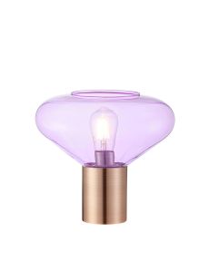 Hark Wide Table Lamp, 1 x E27, Antique Copper/Lilac Glass