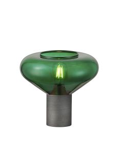 Hark Wide Table Lamp, 1 x E27, Pewter/Bottle Green Glass