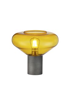 Hark Wide Table Lamp, 1 x E27, Pewter/Yellow Glass